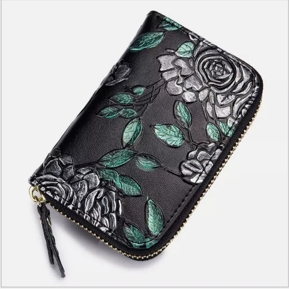 RFID Blocking Credit Card Holder For Women Zipper PU Leather Card Small Wallet